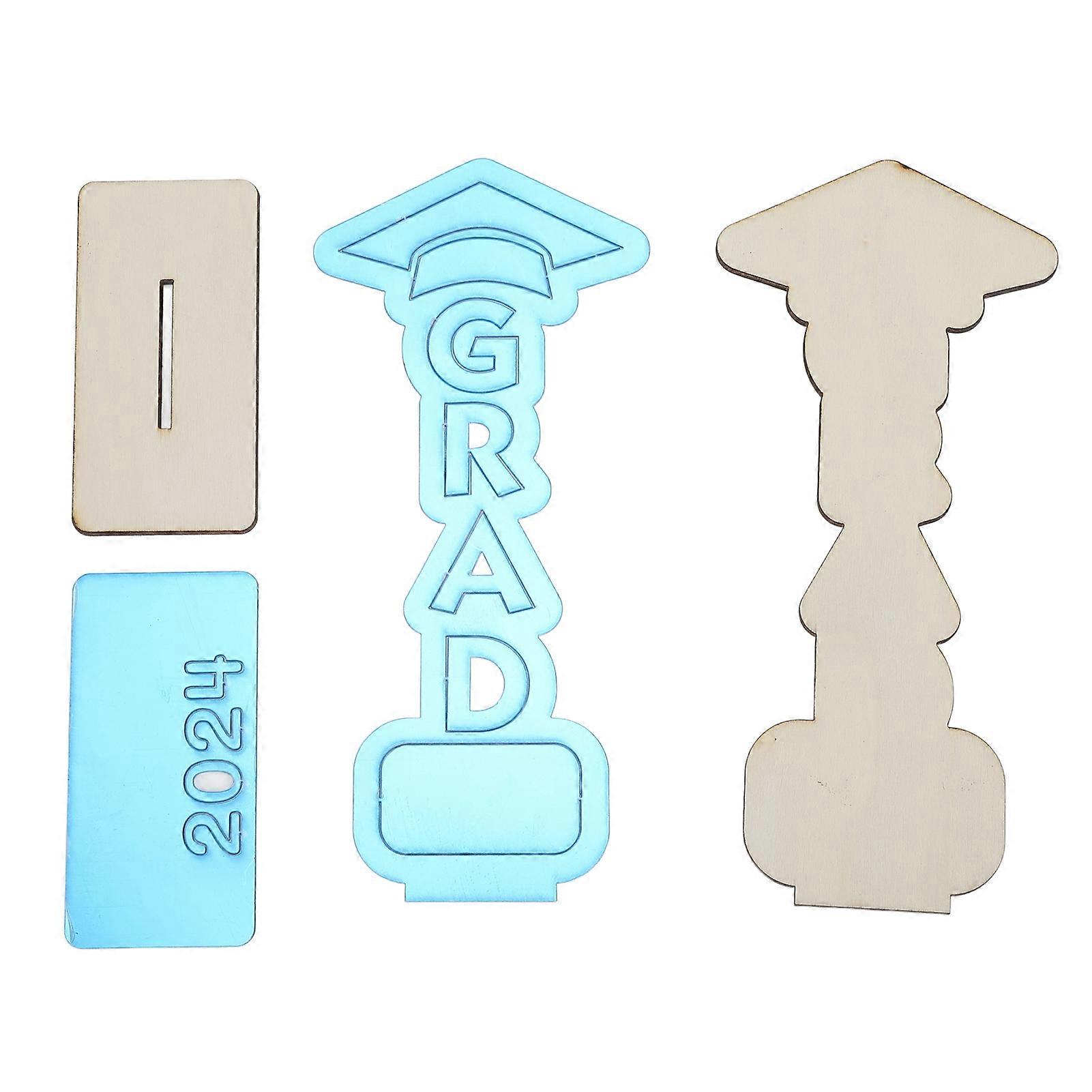 Graduation Wooden Ornament Versatile DIY Desktop Graduation Decoration for Porch Balcony Living Room Bedroom Blue