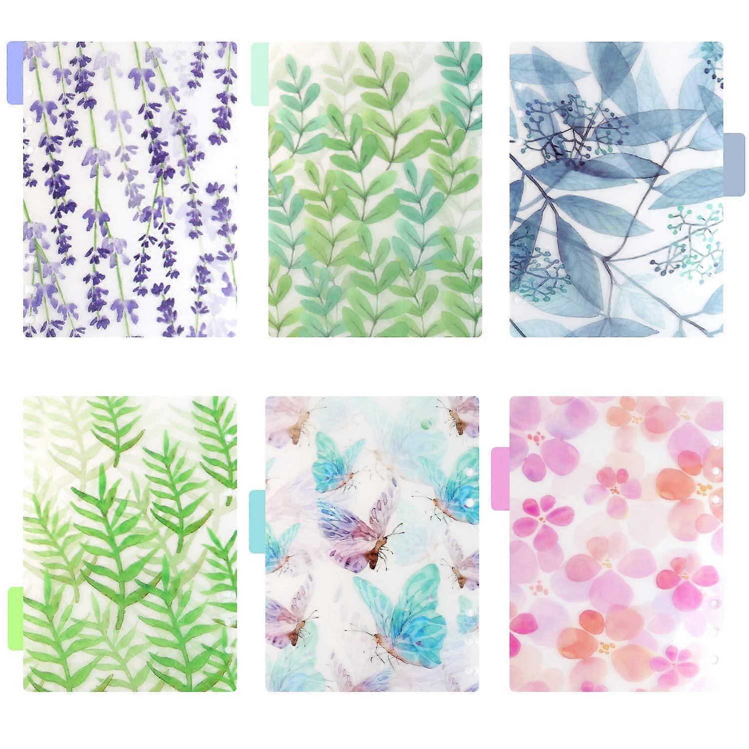 6 Pack Plastic A5 6-Ring Planner Dashboard Inserts Loose Leaf Binder Journal Translucent Binder Tab Cards