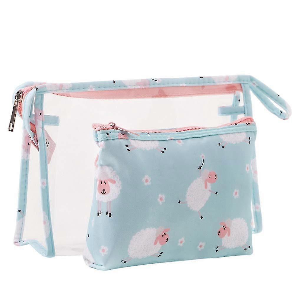 Multi-functional Waterproof Pvc Patterned Cosmetic Bag Practical 2 Pieces Set