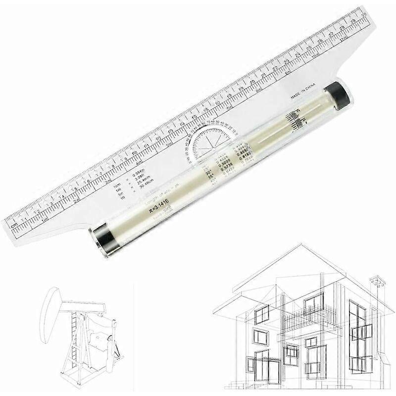 Rolling Parallel Ruler, 30cm Parallel Roller Ruler Multipurpose Scale Drawing Ruler Protractor Compass