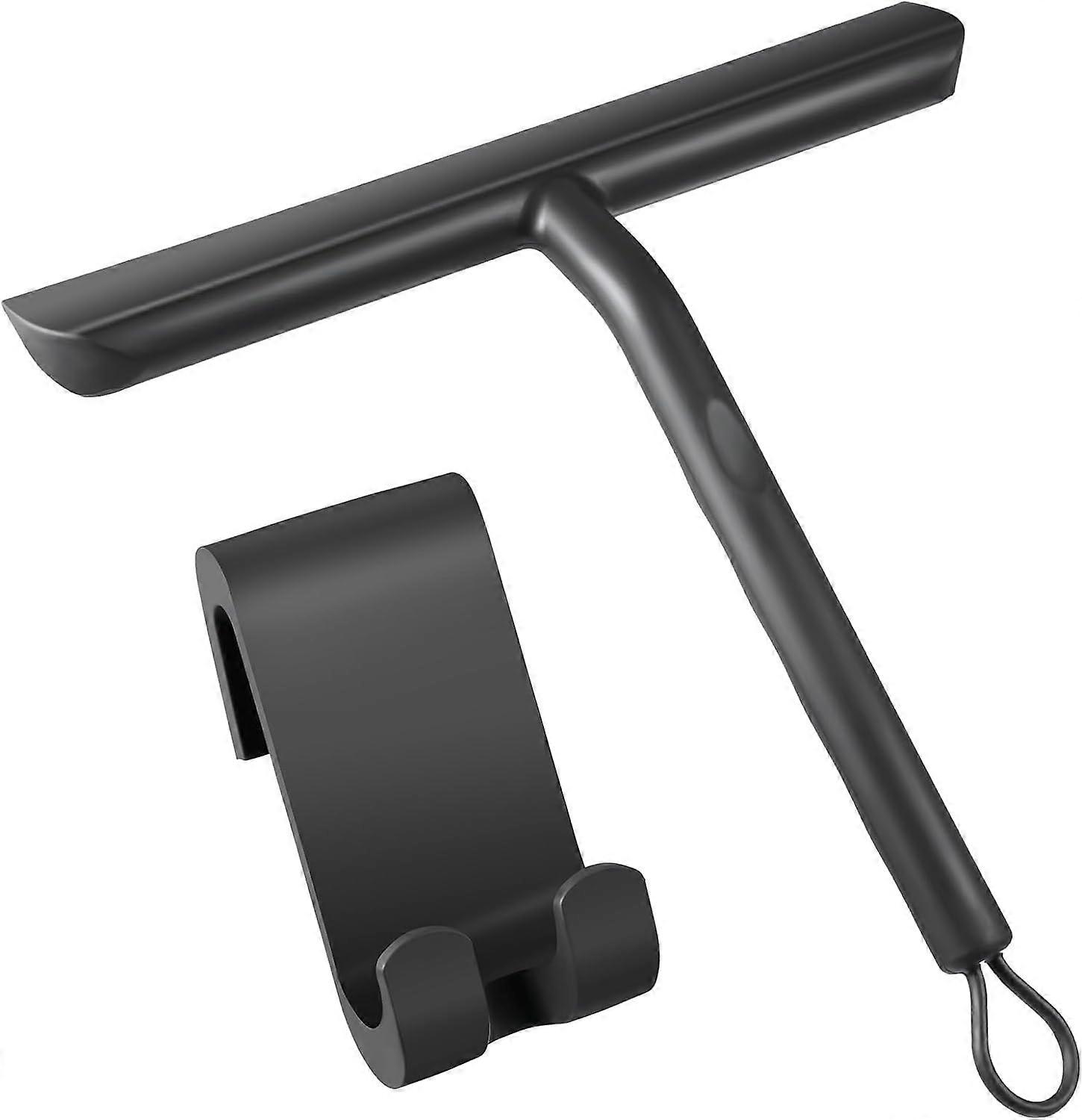 1 set of traceless shower scraper for glass doors, bathroom scraper with bracket, silicone scraper for windows, mirrors, etc.