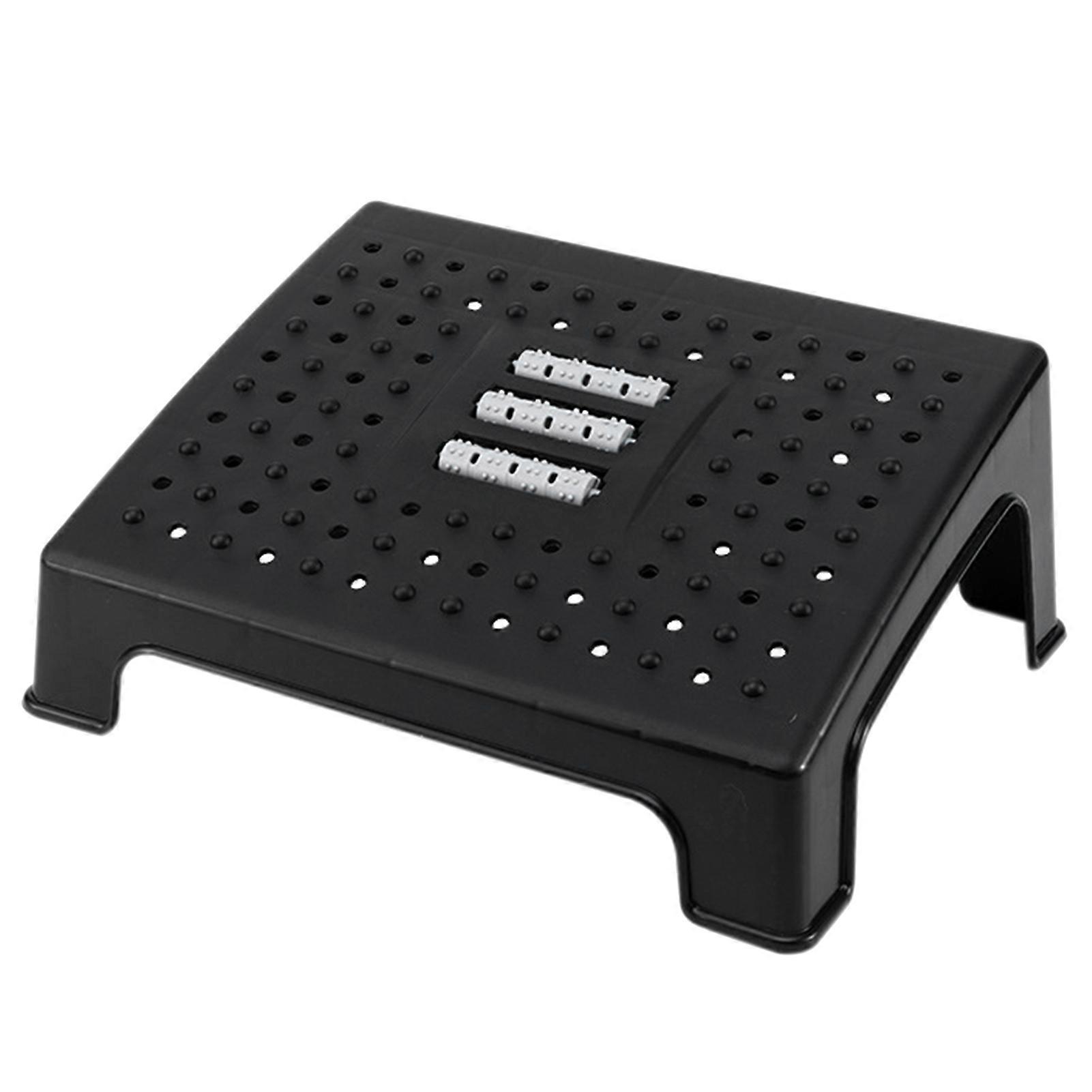 Foot Stool Anti-slip Gasket Wheel Design Cozy Thickened Breathable Footrest Black under Table Resting Stool Home Supplies