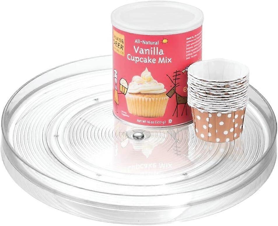 Kitchen Organizer, Large BPA Free Plastic Pantry Turntable, Rotating Spice Rack for Jars and Spices, Clear