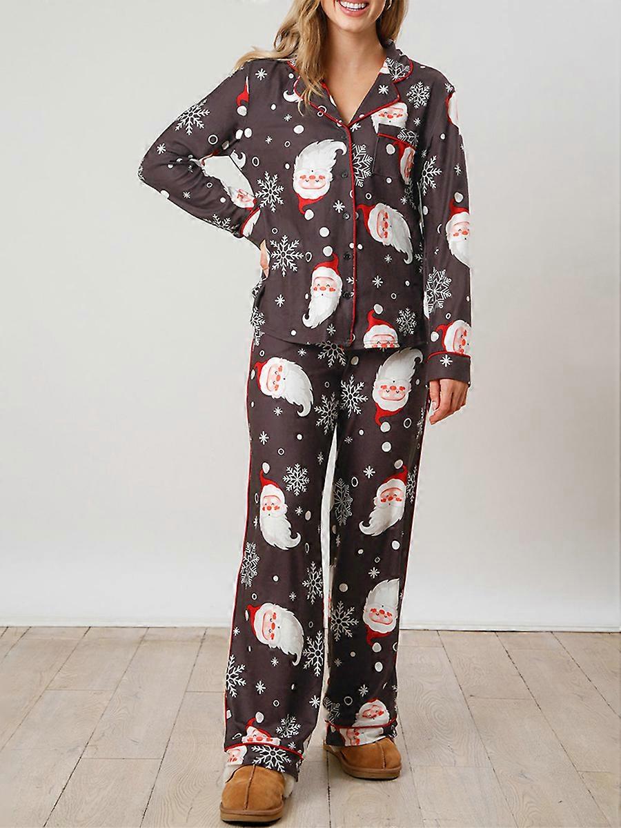 2025 Women Christmas Pajamas Set Candy Cane Print Knotted Pj Lounge Set Long Sleeve Xmas Top and Pants