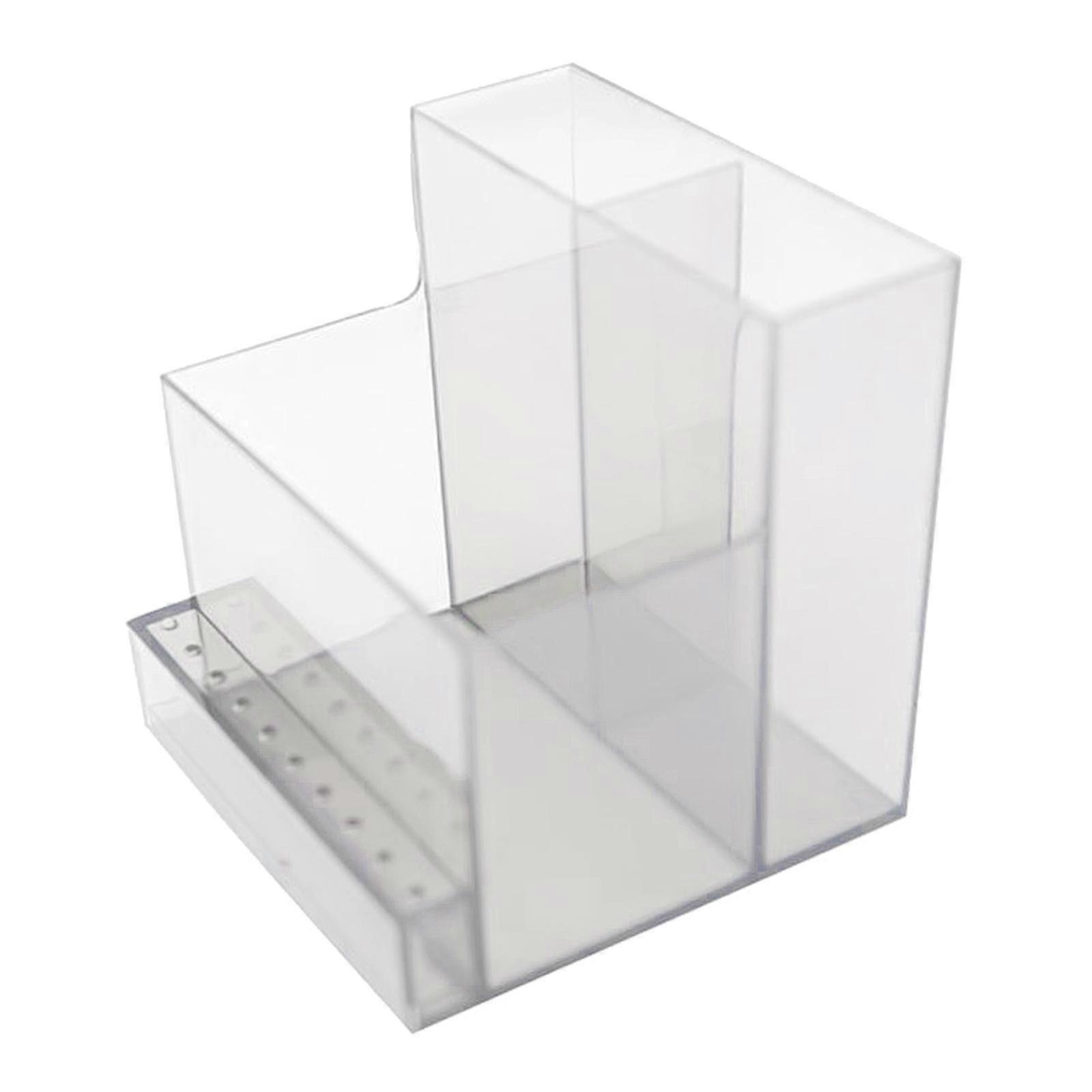 10 trous Nail Drill Bits Holder Stand Tools Container Clear