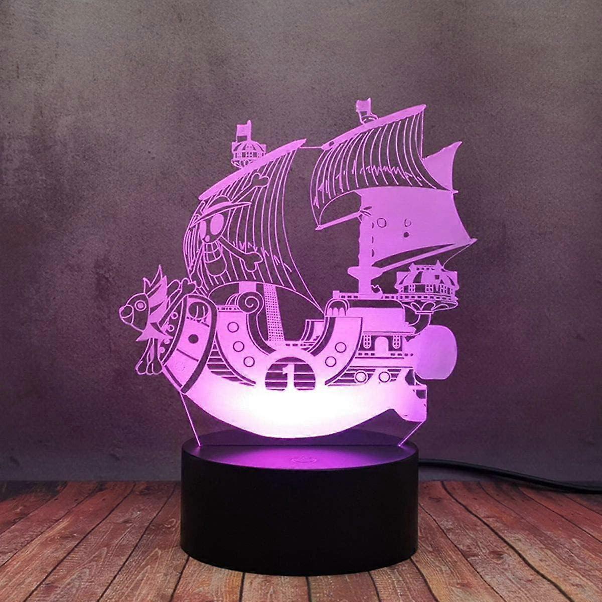 One Piece Luffy 3D Illusion Night Light Lamp Smart Touch, RGB Effect USB Cable Powered Creative 3D Japanese Anime Lamp