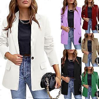 Women's Casual Blazer Button Front Long Sleeve Work Office Blazer Casual Jacket