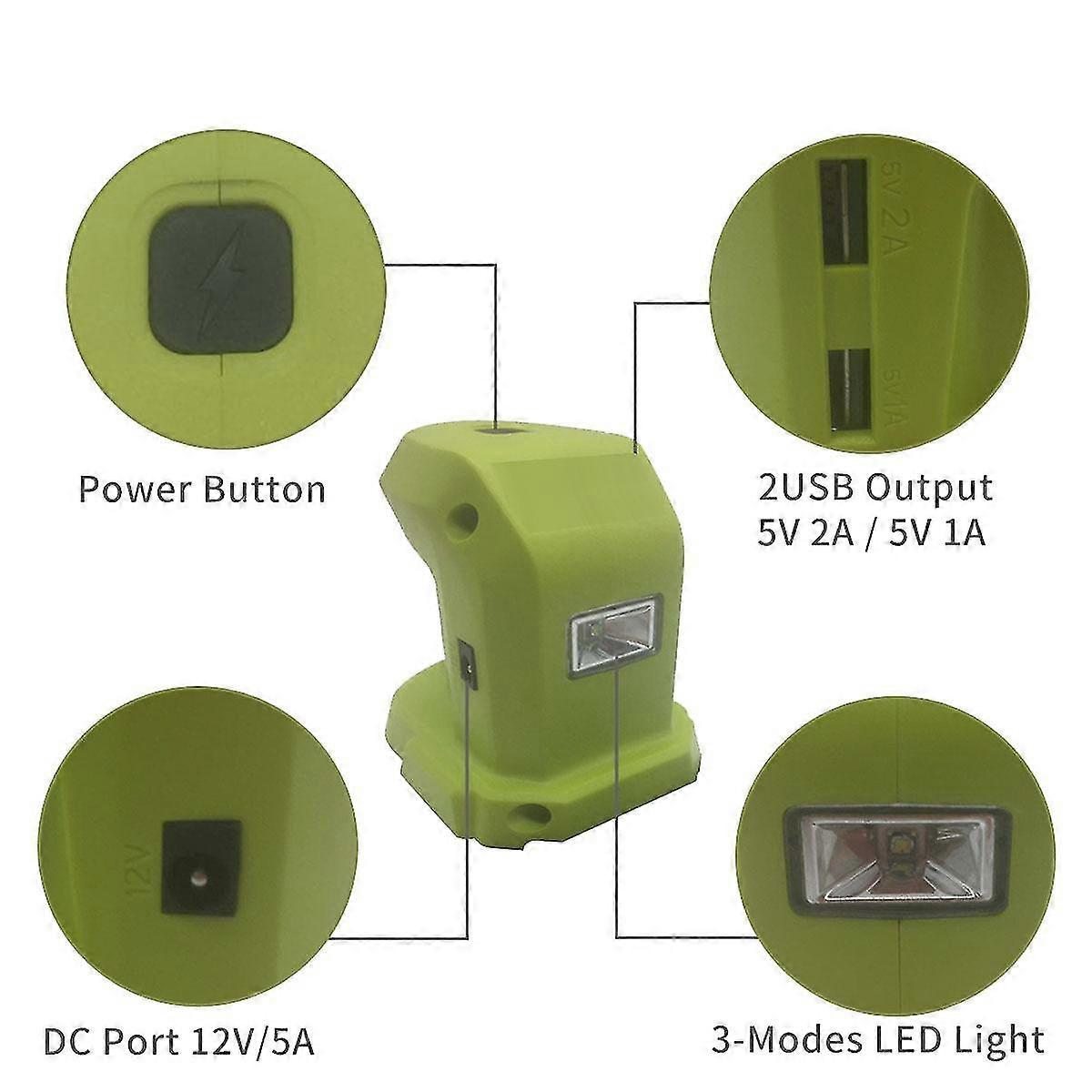 Battery Adapter With 2usb Port For P743 18v 14.4v - Portable Power Adapter With Lighting Function
