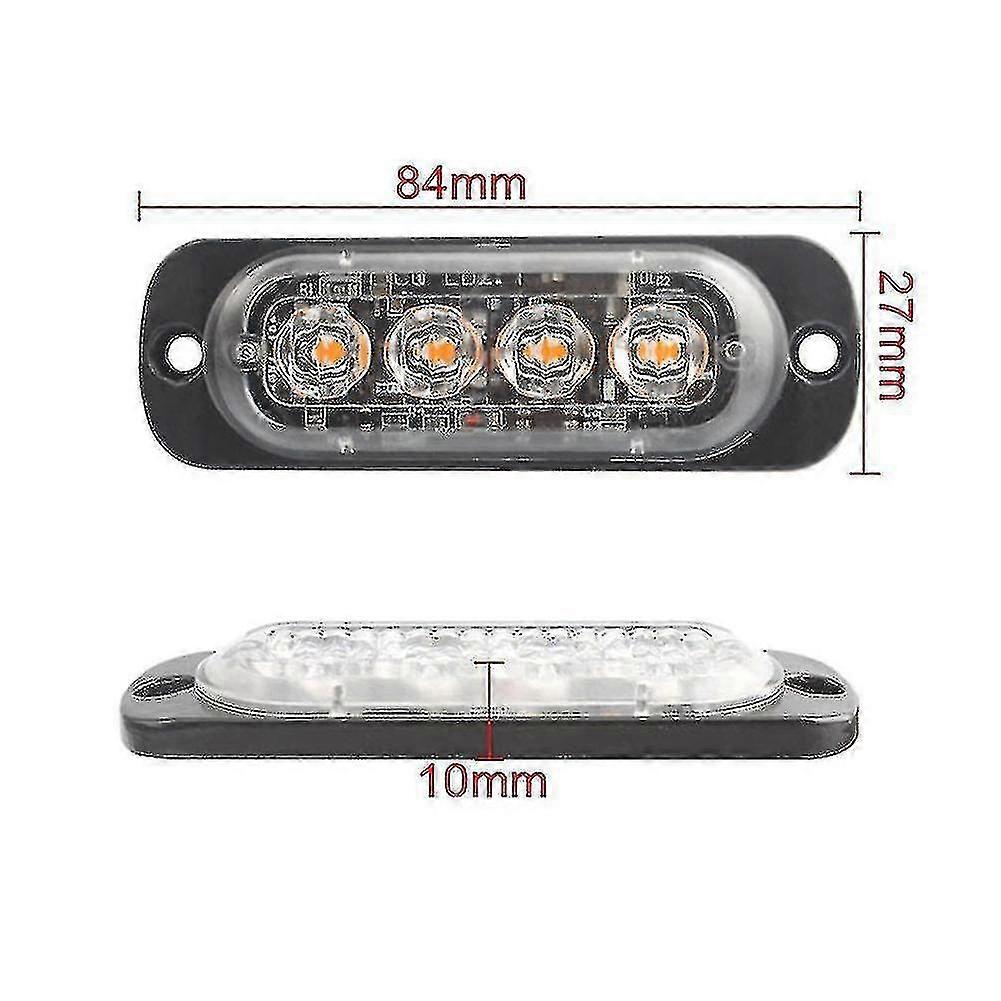 4pcs 4led Stroboscopes 12v Strobe Light 4 In 1 Car Emergency Light Beacon Emergency Fashing Light ( Taiy