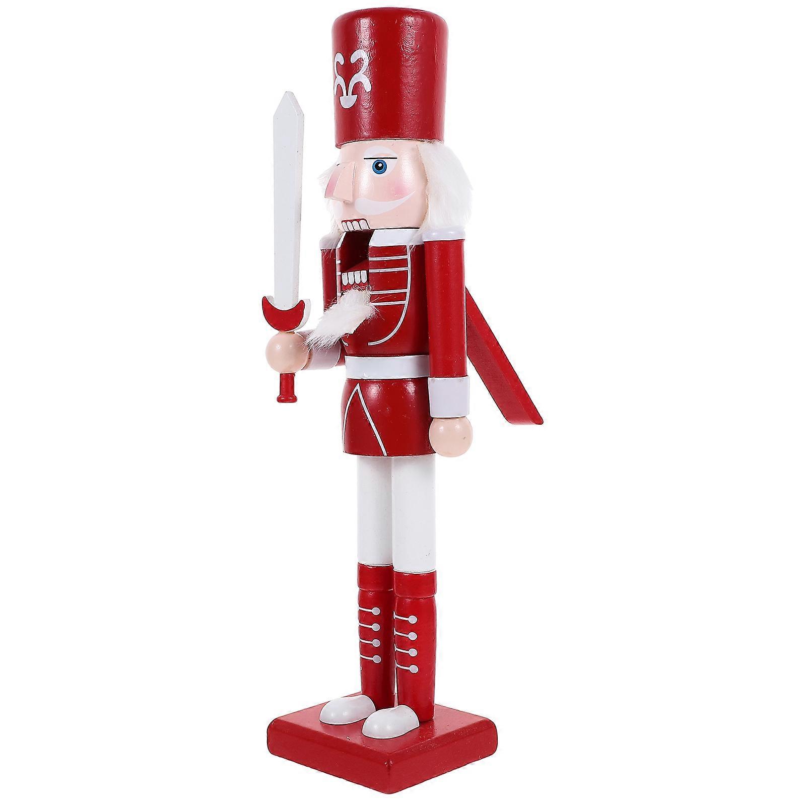 Christmas Nutcracker Decoration Wooden Nutcracker Figure Tabletop Cartoon Nutcracker Ornament