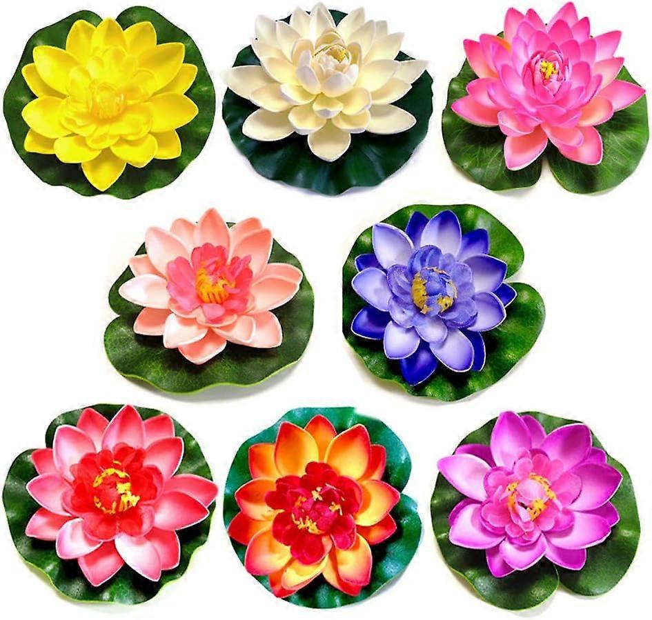 8Pcs Artificial Floating Water Lily Lotus, Floating Moss Plants, For Wedding Gar &