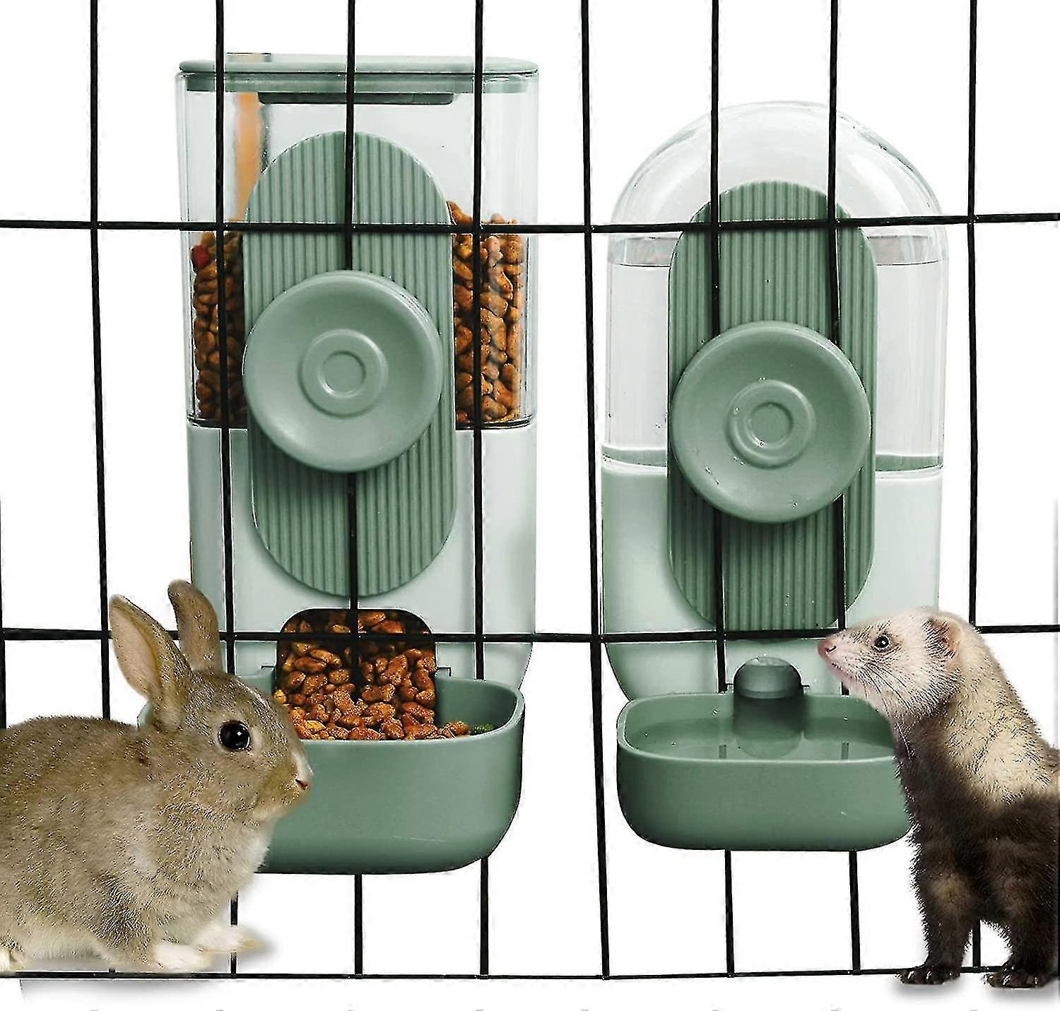 Hanging Automatic Pet Feeder Water Dispenser,gravity Auto Rabbit Feeder Water Dispenser Set For Small Animals