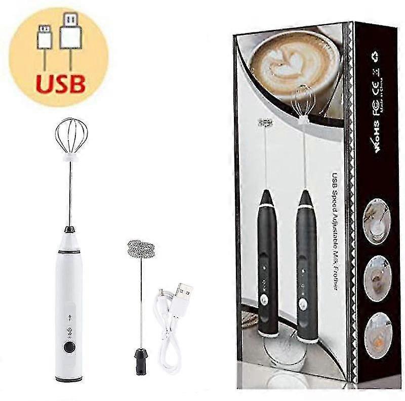 Electric Milk Frother Handheld Foam Maker Usb Egg Beater Rechargeable Drink Mixer With 3 Speeds Suit