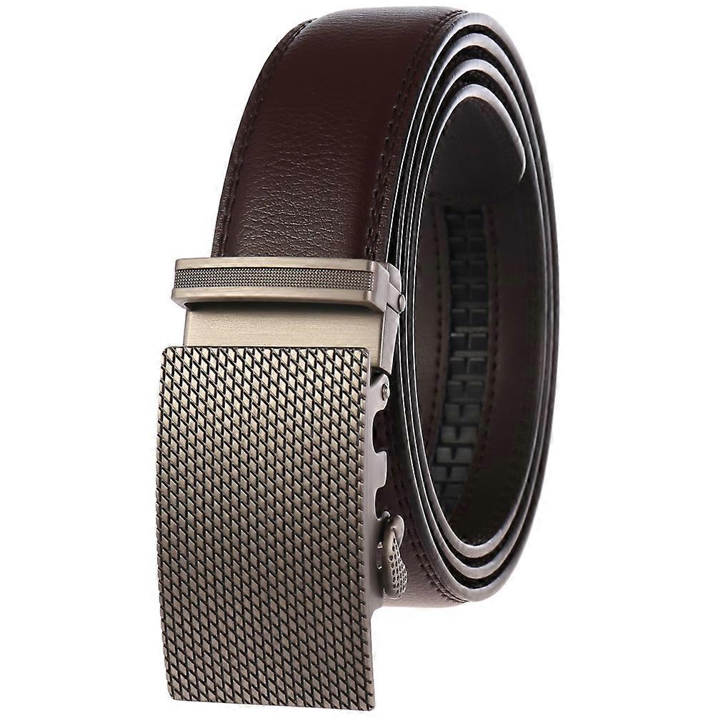Adjustable Leather Ratchet Slide Belt with Click Buckle, Stylish and Customizable Fit
