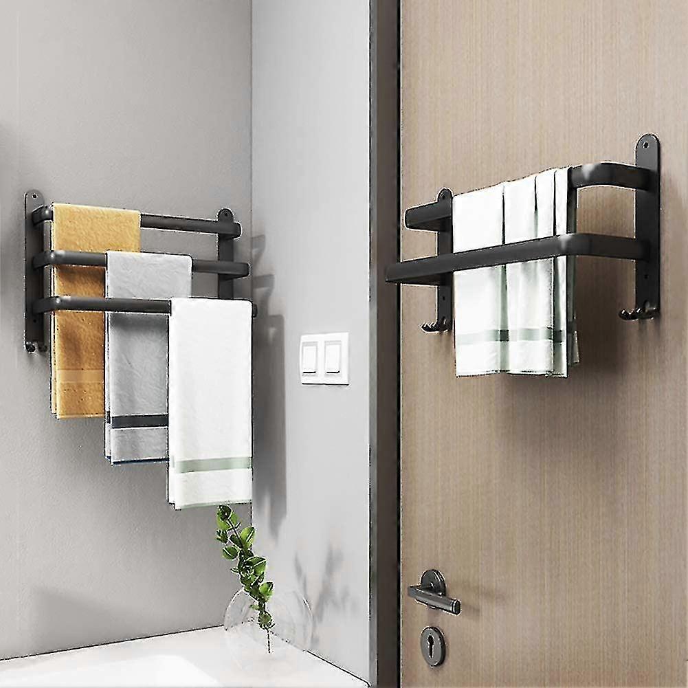 7-teiliges Badezimmer-Set Schwarz – Handtuchstange, Toilettenpapierhalter, Haken Aus Edelstahl