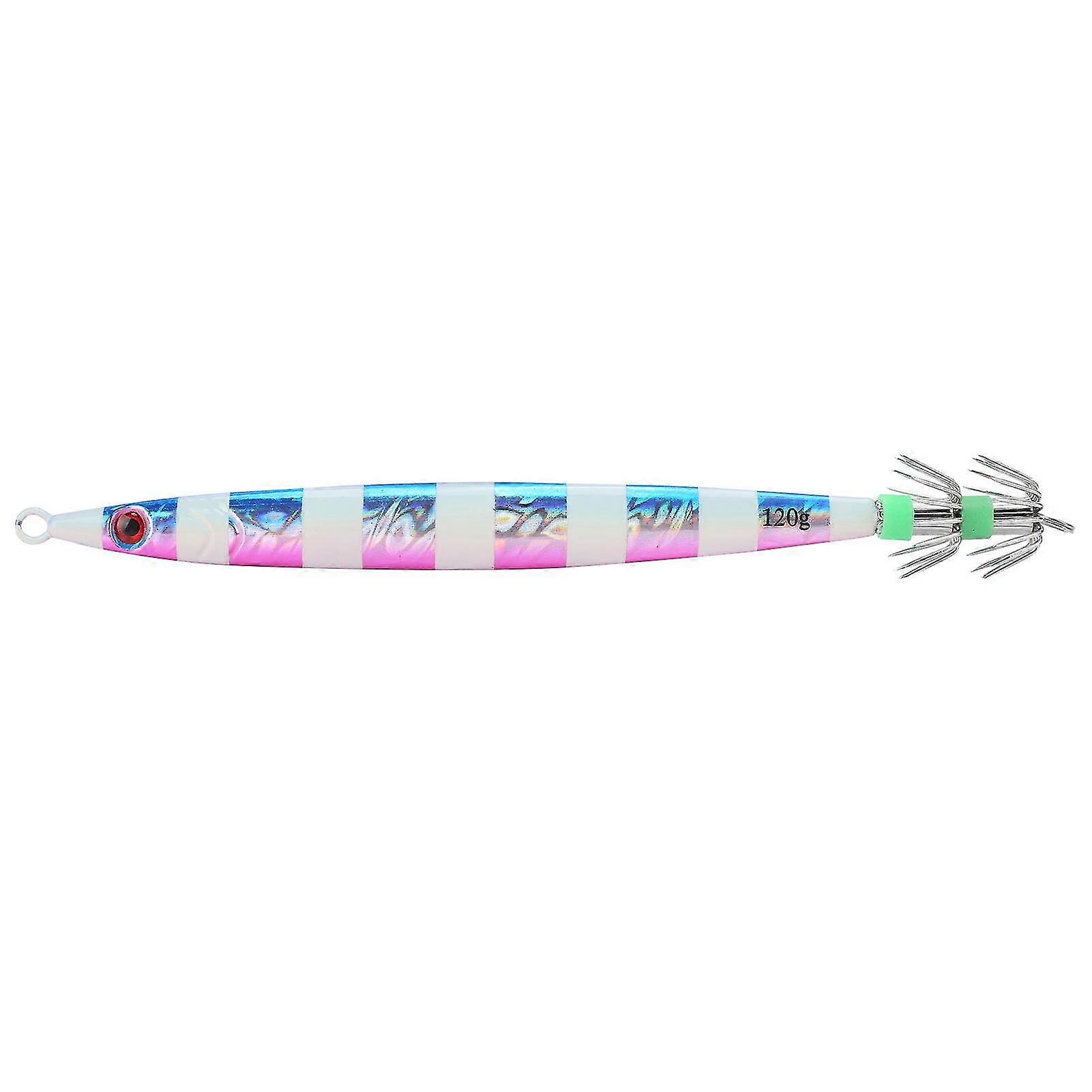 Blue Luminous Squid Jigs Metal Fishing Lure with Lifelike Swimbait and Hook