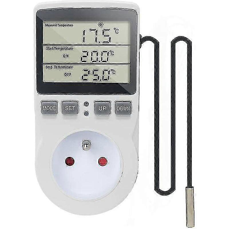 Digital Plug Thermostat with Probe LCD Display Timer for Aquarium Incubator Greenhouse - Heating and Cooling