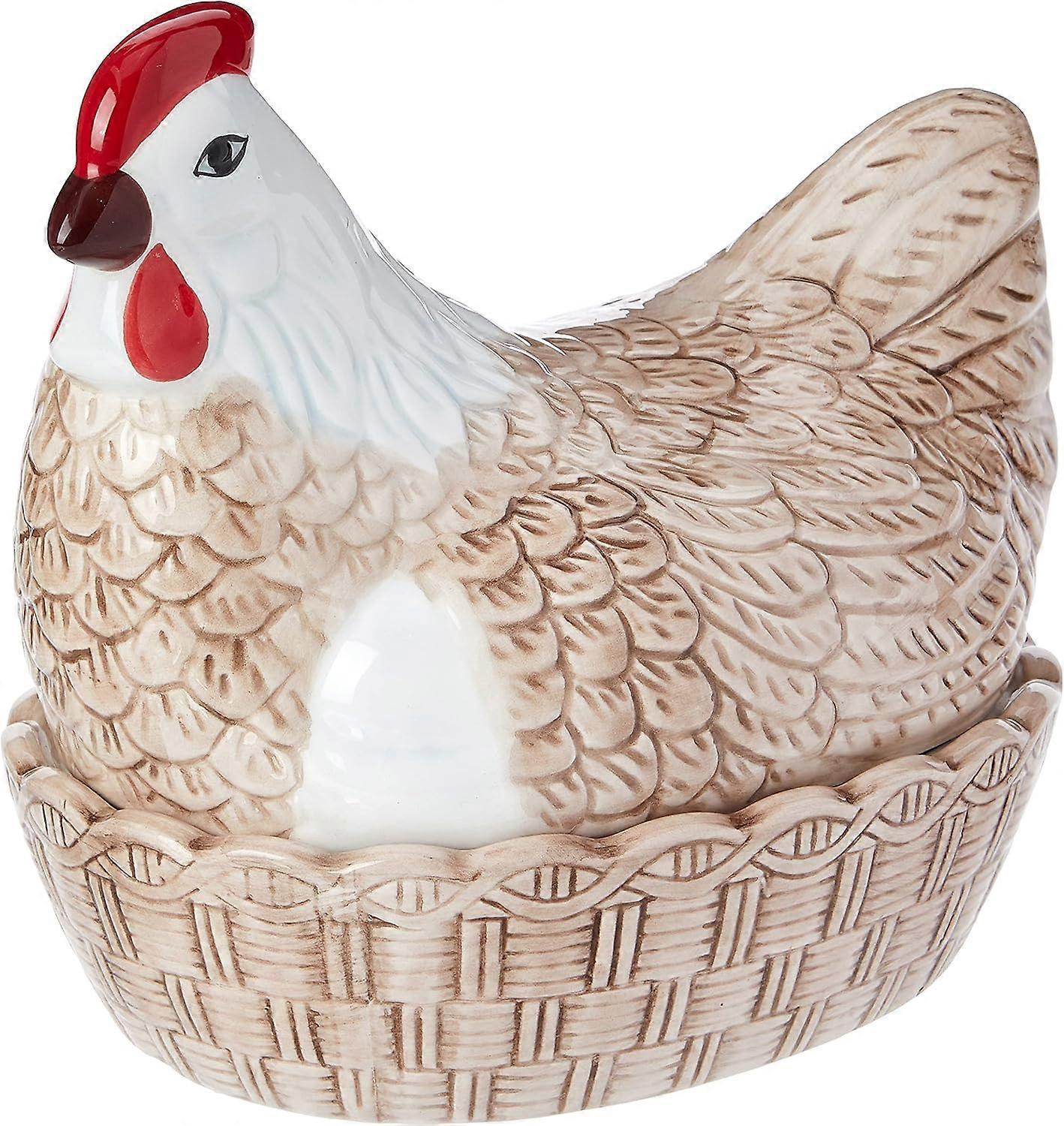Creative ceramic hen storage basket
