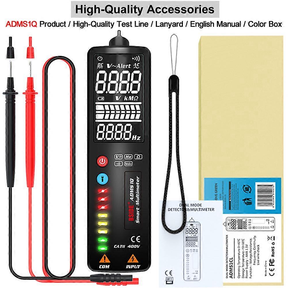 BSIDE Tragbares Digitalmultimeter ADMS1 S1CL Smart LCD Spannungsprüfer DC AC Spannung Ohm Durchgang Hz NCV-Testmessgerät