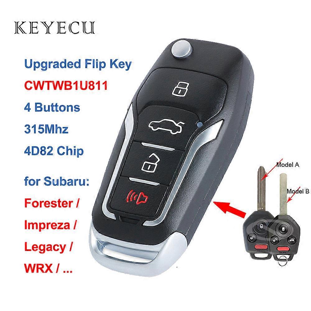 Keyecu Upgraded Flip Remote Car Key Fob 315MHz 4D82 Chip 4 Button for Subaru Forester Impreza Legacy 2012-2017 FCC: CWTWB1U811