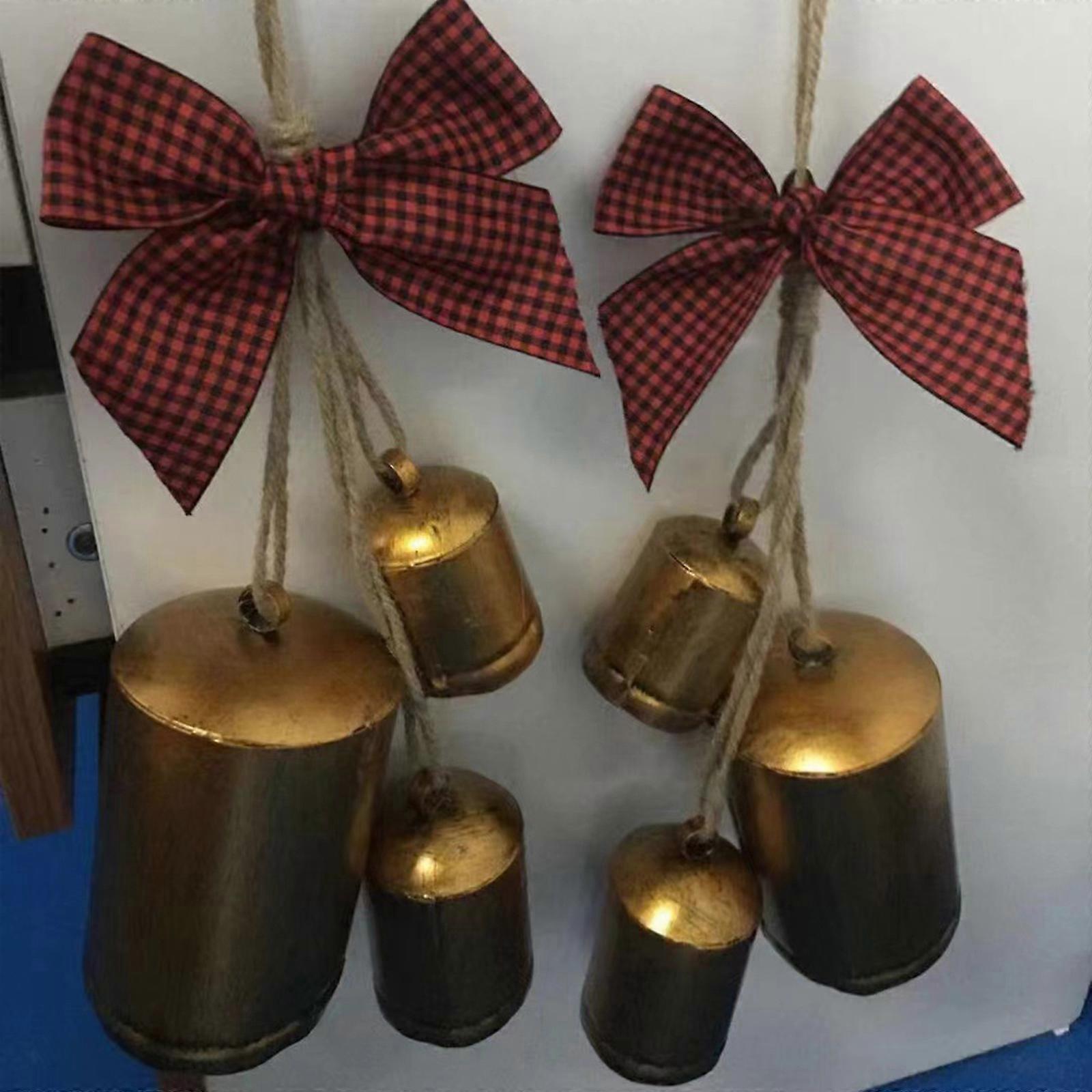 Set Di 5 Campane Vintage Rustiche In Metallo Dorato - Decorazione Shabby Chic Per Natale, Fai Da Te E Arredamento Country