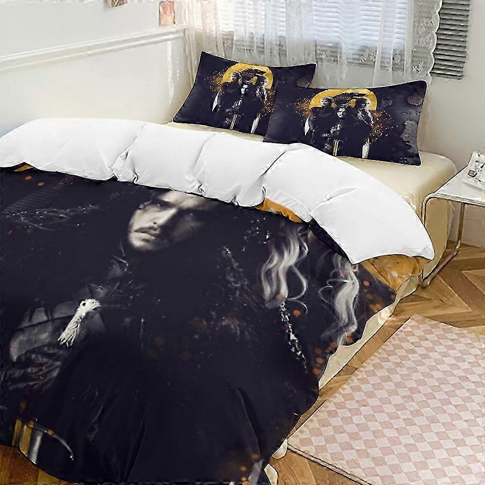 n989 Lençóis Game of ThronesConjunto de Cama de 3 Peças Conjunto de Capa de Edredom Macio e Confortável Conjunto de Cama Macia com (1 Capa de Edredom e 2 Fronhas) Cama Sh