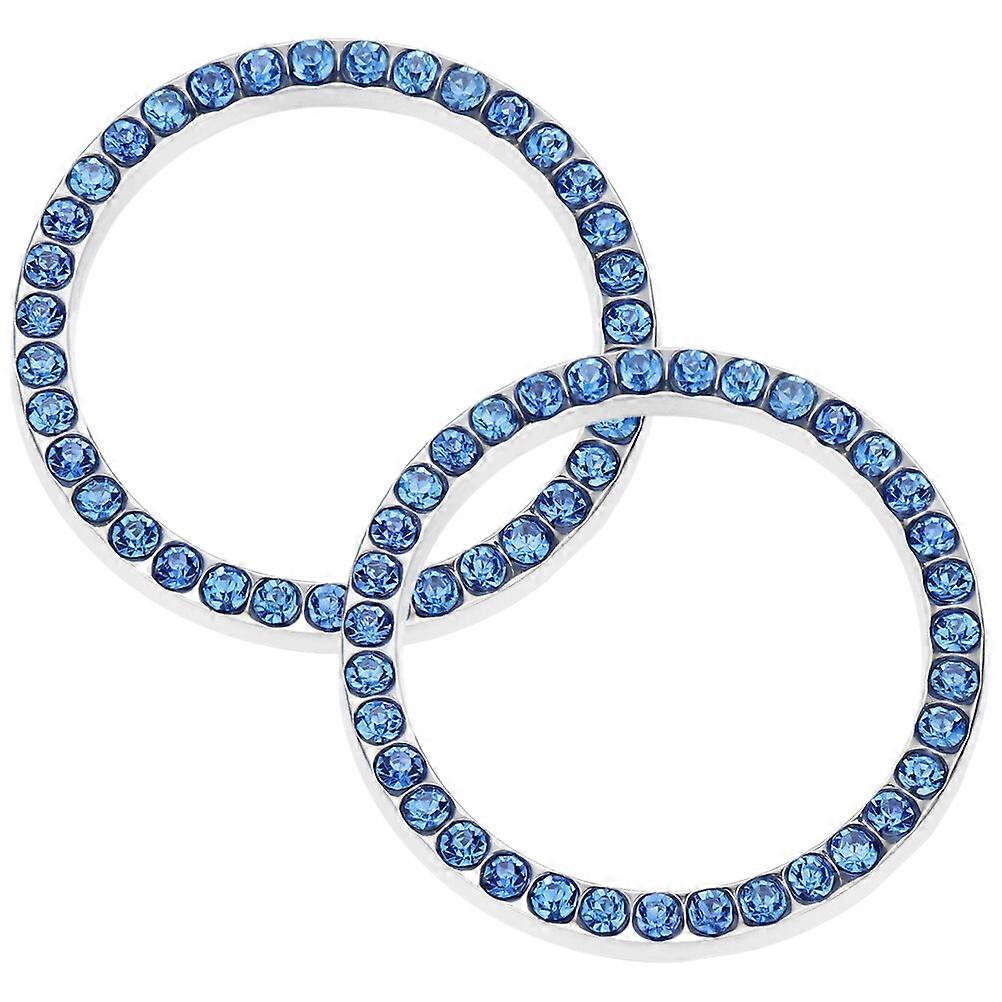 2pcs Push To Start Button Cover Rhinestone Start Stop Decoration Ring Vehicle Decor