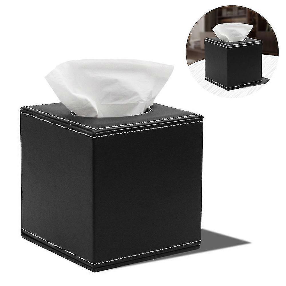 Leder Tissue Box Halter-schwarz