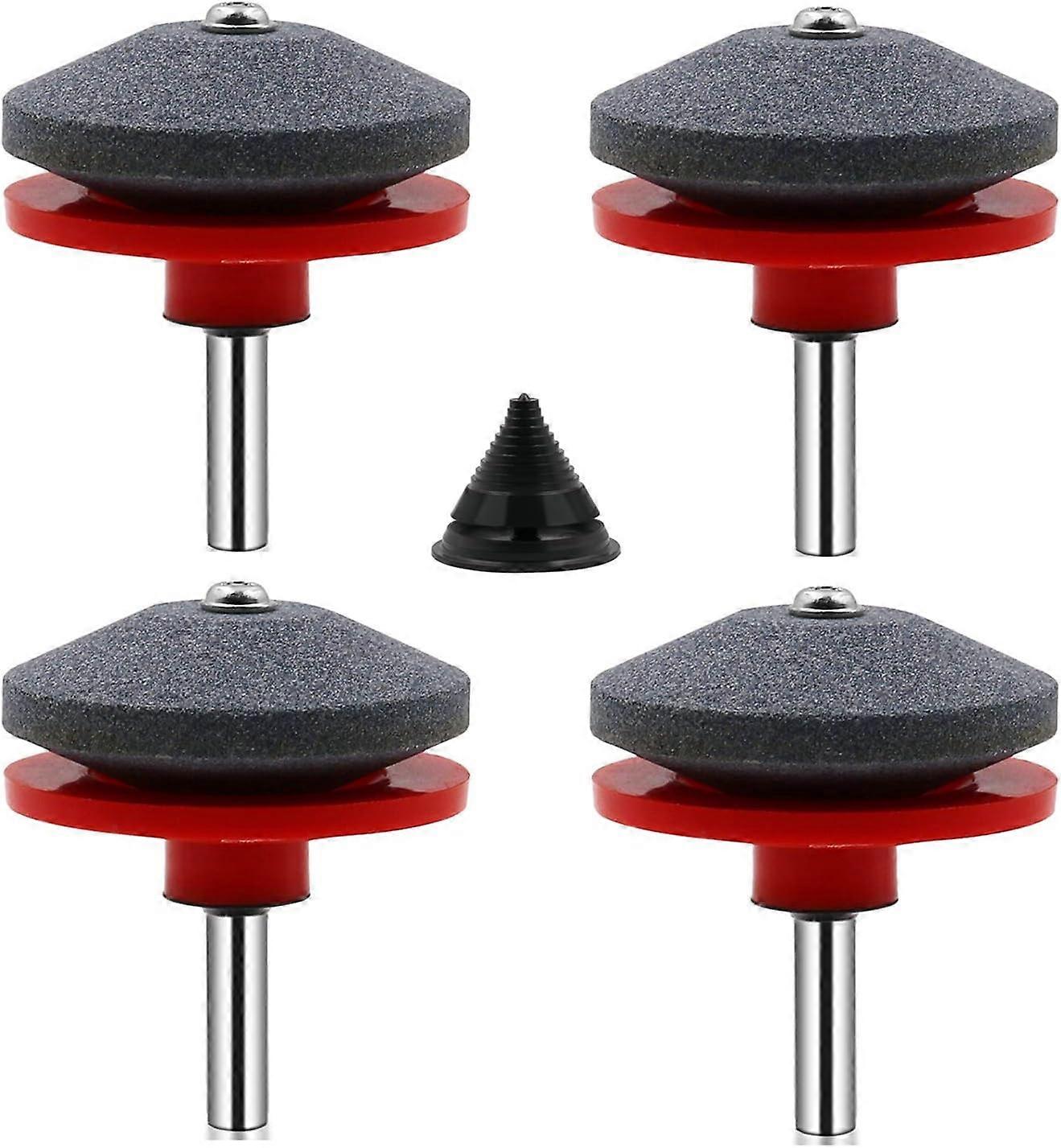 LINJOU 4 Pieces Lawn Mower Blade Sharpener Universal Lawn Mower Sharpener Accessories for Lawn Mowers with 1Pcs Blade Balancing Kit,50 x 47mm