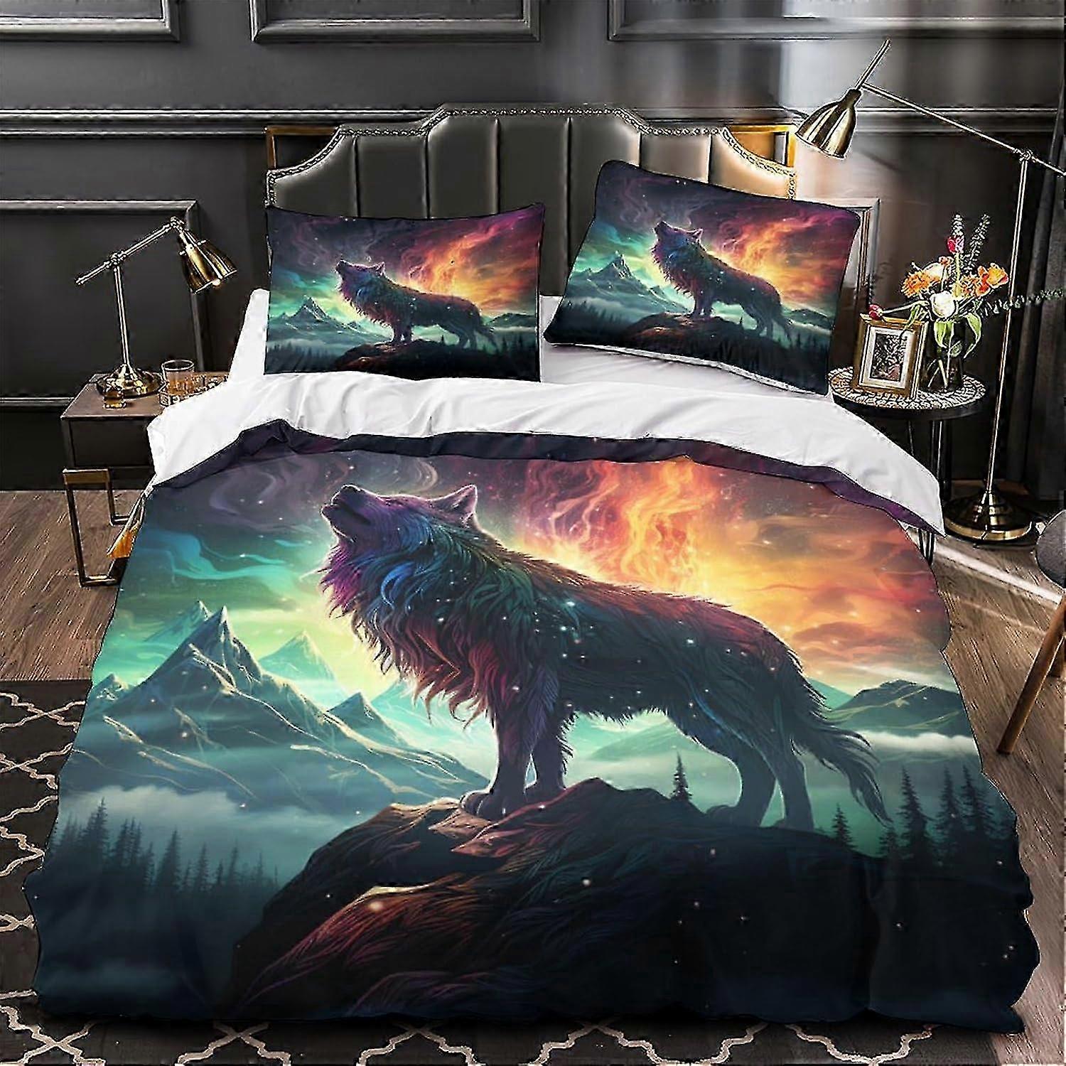 J63 Lençóis Crianças Meninos Lobo Capa de Edredom Conjunto de Cama Impressão 3D Luxo Microfibra Moderna Capa de Edredom para Homens Capa de Colcha com Travesseiro Sham Cama S