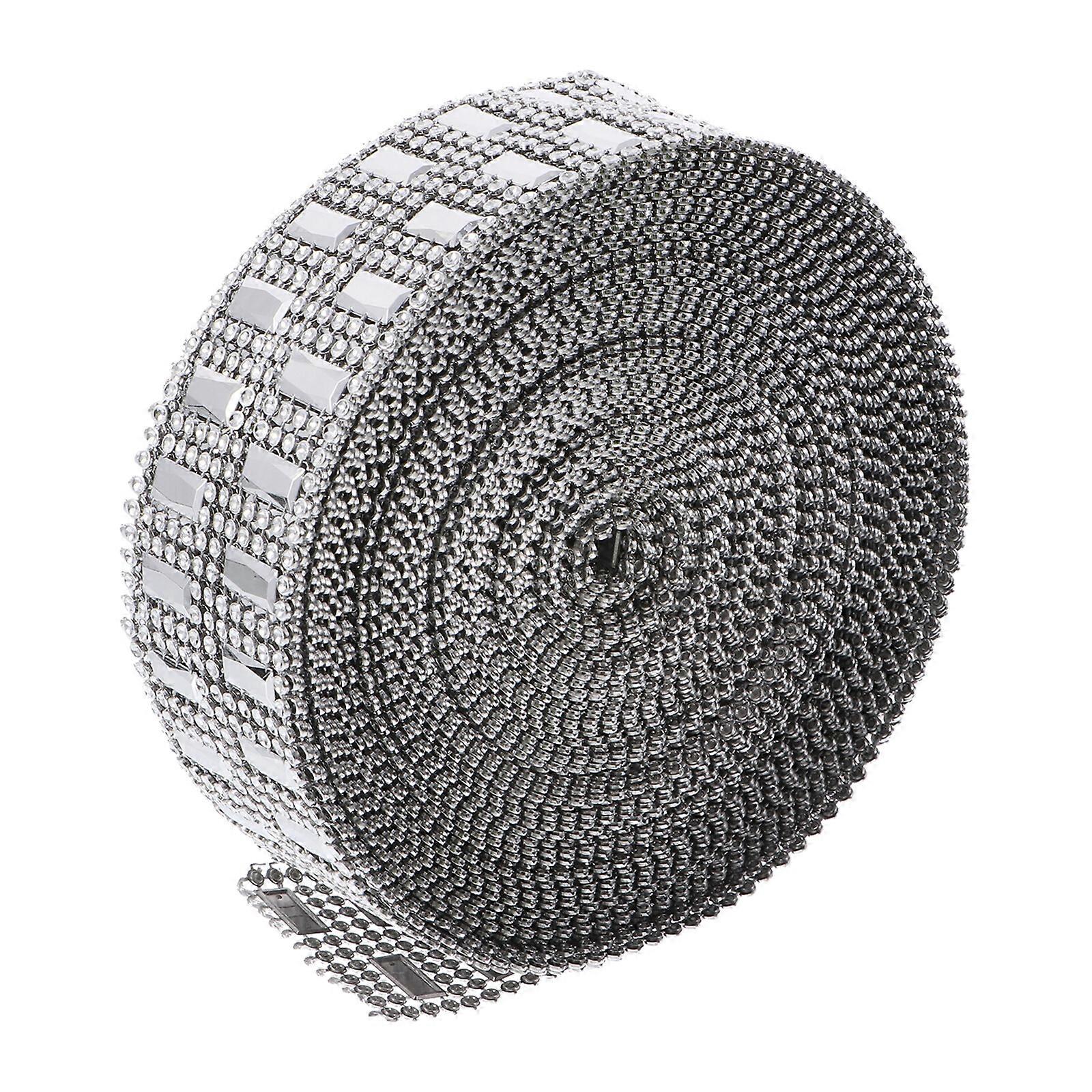 1 Roll Beautiful 8-Row Rhinestone Diamond Ribbon Sparkling Bling Ribbon Roll