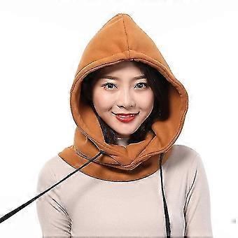 2 Layer Hooded Collar Removable Drawstring Cap