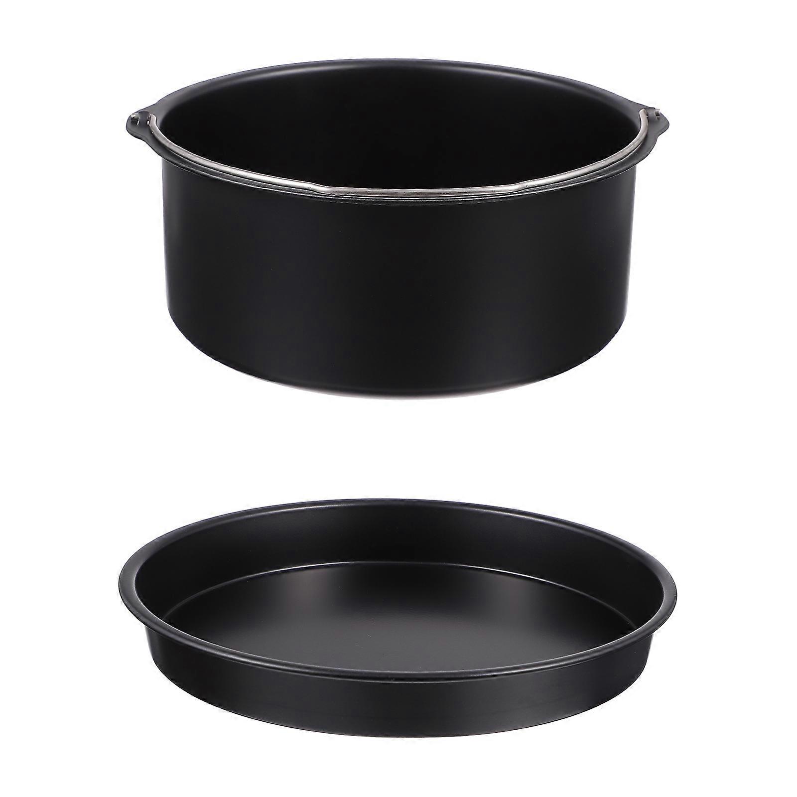 1 Set/2PCS 6 polegadas Air Fryer Acessórios com Aço Carbono Barrel Barrel Pizza Pan