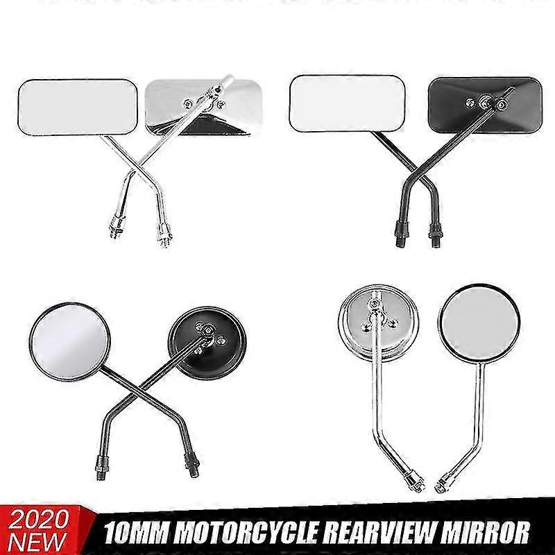 Qx Motorcycle Rearview Side Mirror With 10mm Screws Universal Round Square Retro Modified Motorbike For Honda For Yamaha