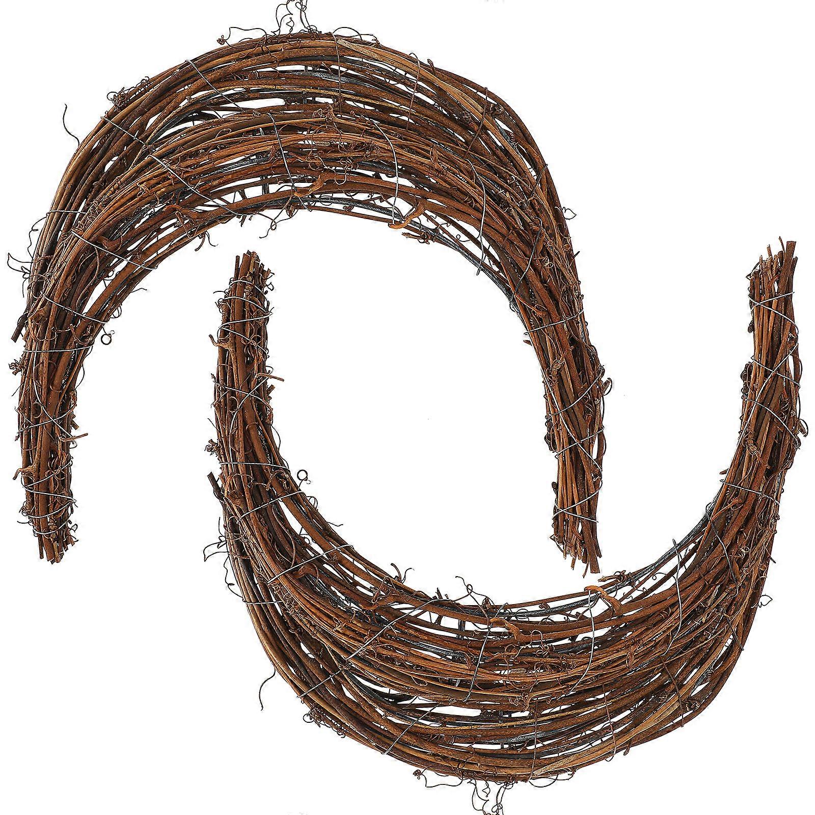 2pcs Moon Shape DIY Rattan Wreath Handmade DIY Rattan Rings Vine Branch Wreath for DIY Crafts