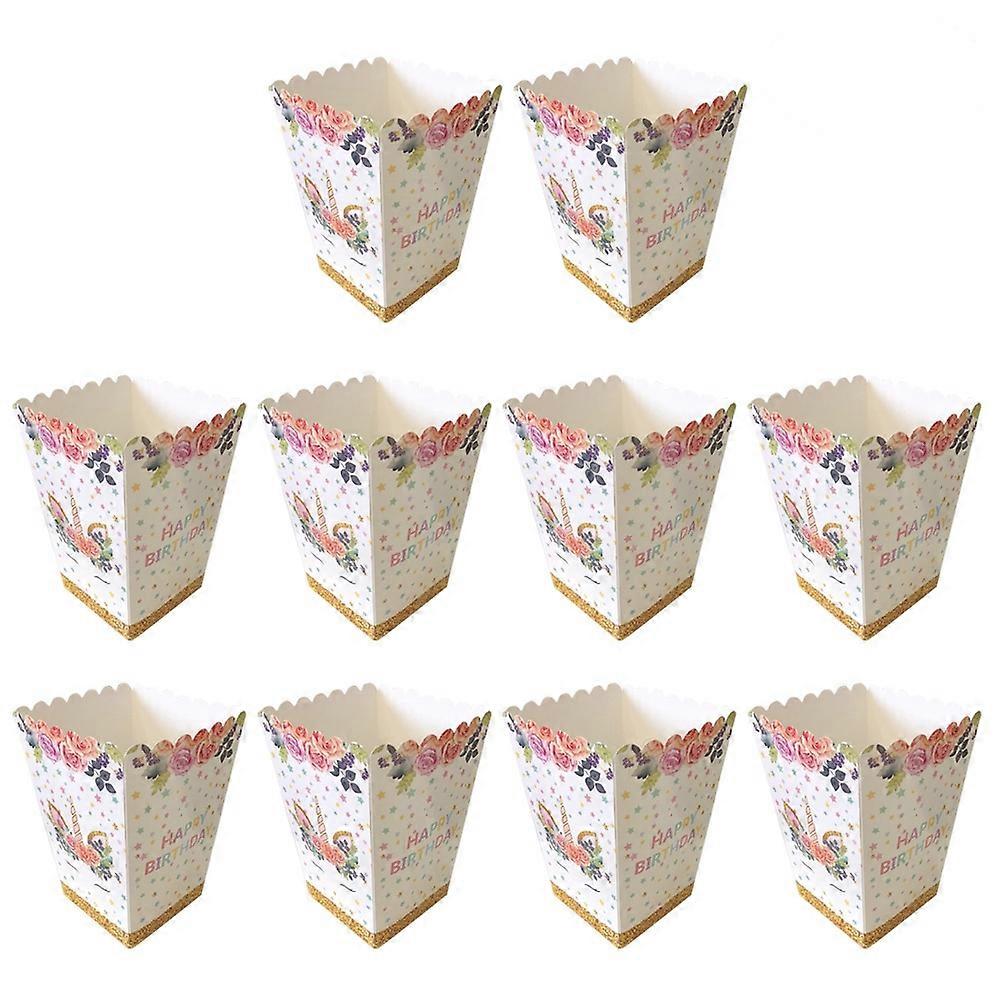 10 PCS Disposable Flatware Unicorn Tableware Unicorn Popcorn Boxes Disposable Tableware