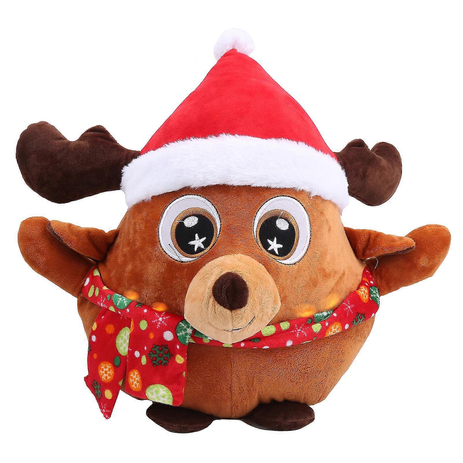 クリスマスぬいぐるみクリスマス鹿動物は歌の人形を光で歌うクリスマスオーナメントを歌います