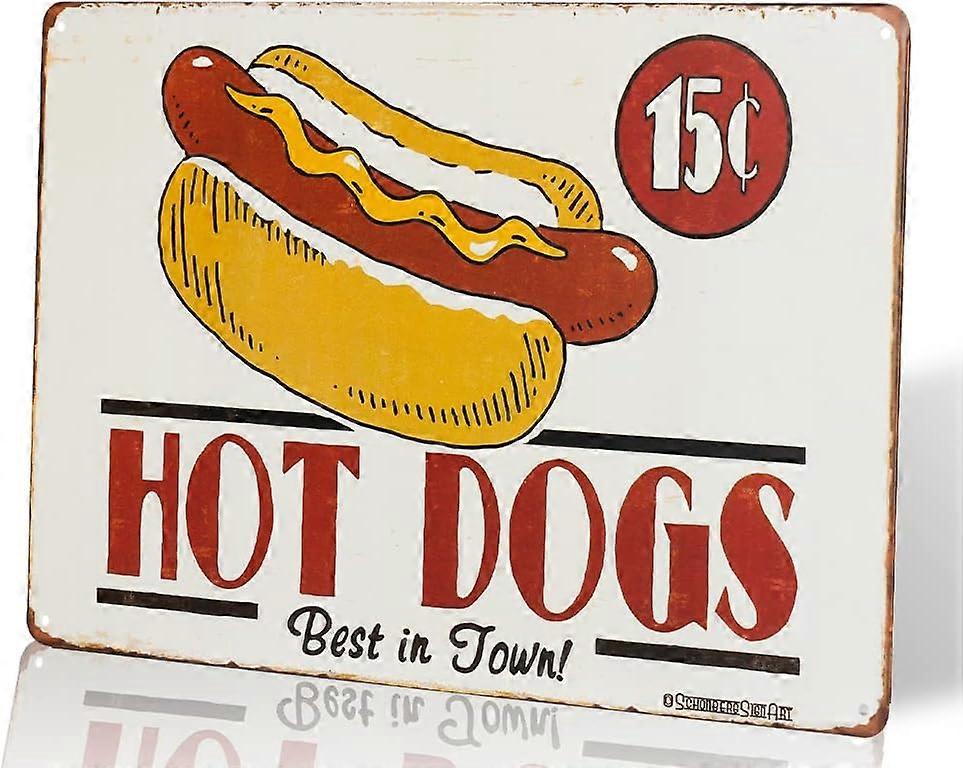 هوت دوج ملصقات ومطبوعات معدنية ريترو الألومنيوم القصدير تسجيل ديكور جدار المطبخ