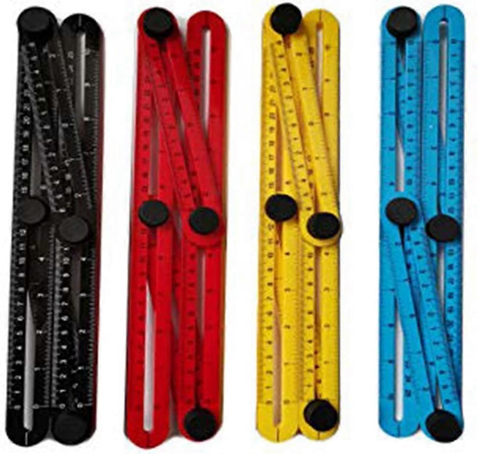 4 Colors Plastic Angle Model Tool, Protractor, Metric Scale Multi-angle Measuring Ruler Tool is