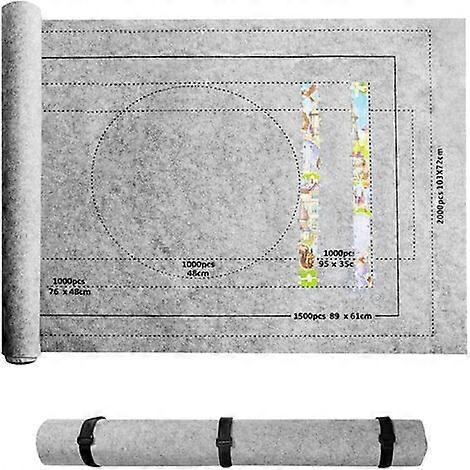 80X118cm puzzle mat, gray roll-up felt blanket for up to 2000 puzzle pieces with portable storage ba