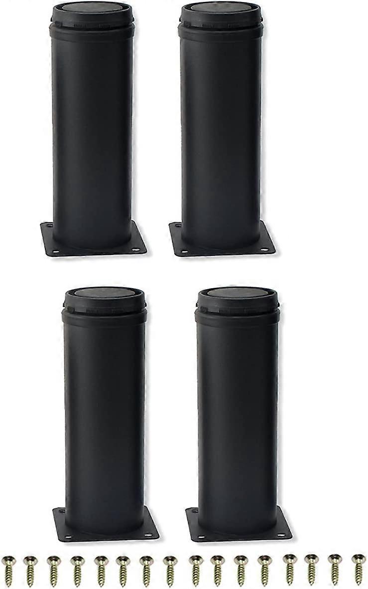4stk 15cm sort rustfrit stål justerbart metal møbelben