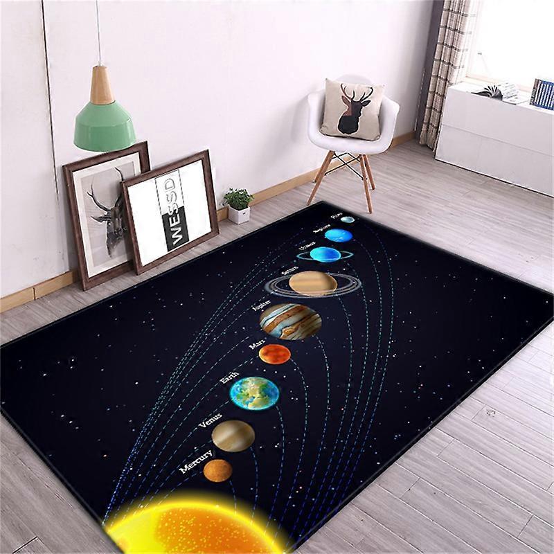 3D Solsystem Barnrum Matta Space Planet Matta För Pojke Sovrum Anti-slip Matta Badrum Heminredning Spela Krypande Golvmatta