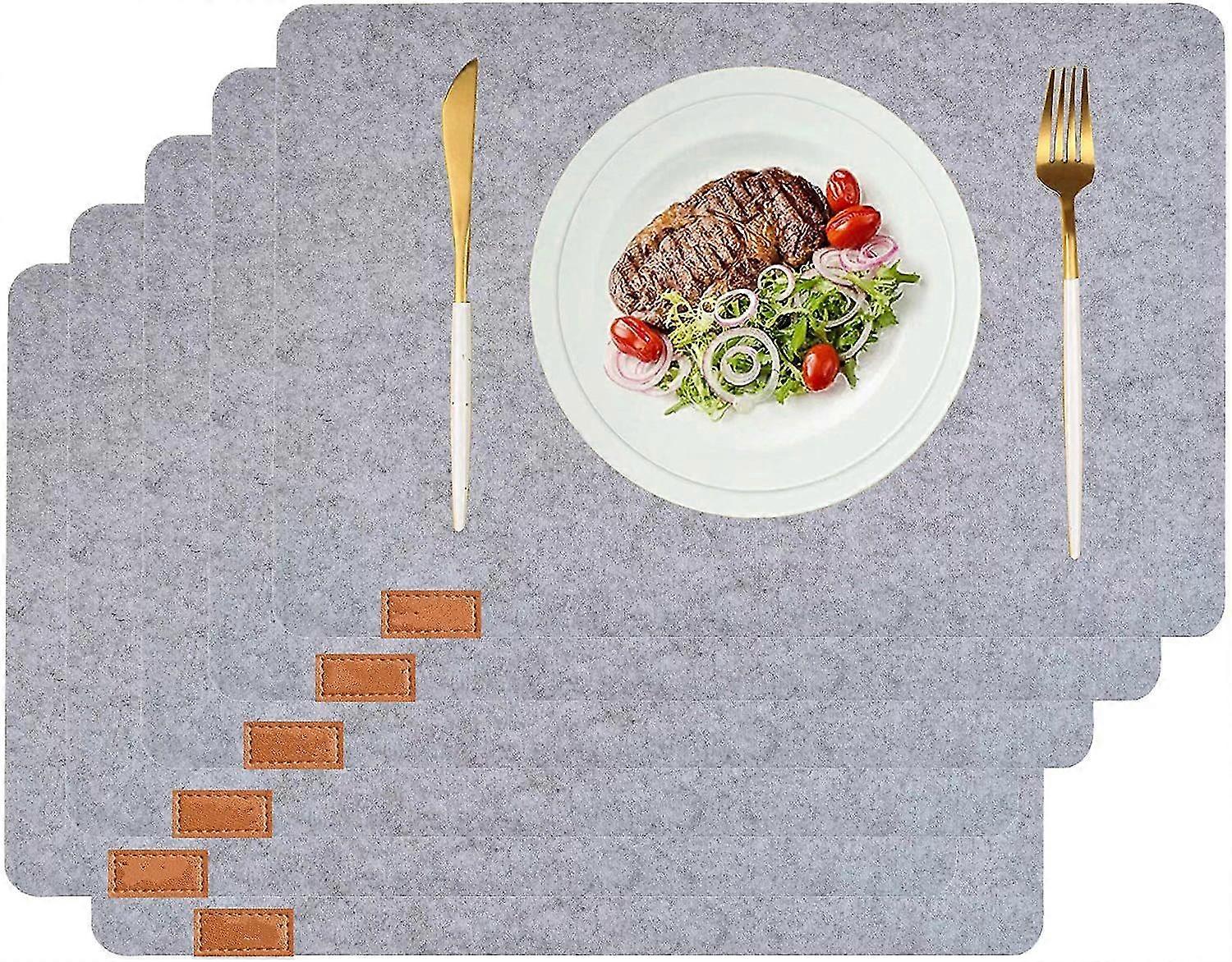 Filz Tischsets schmutzabweisend - waschbare Tischsets Set mit 6 hitzebeständigen Tischsets zum Abendessen, umweltfreundlich