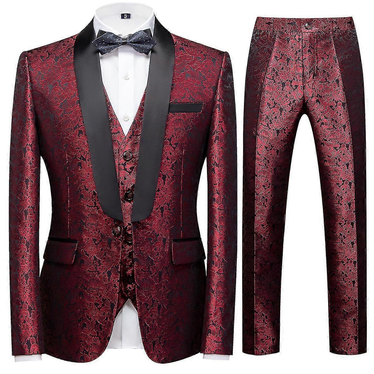 Embroidered Banquet 3Pcs Suits For Men