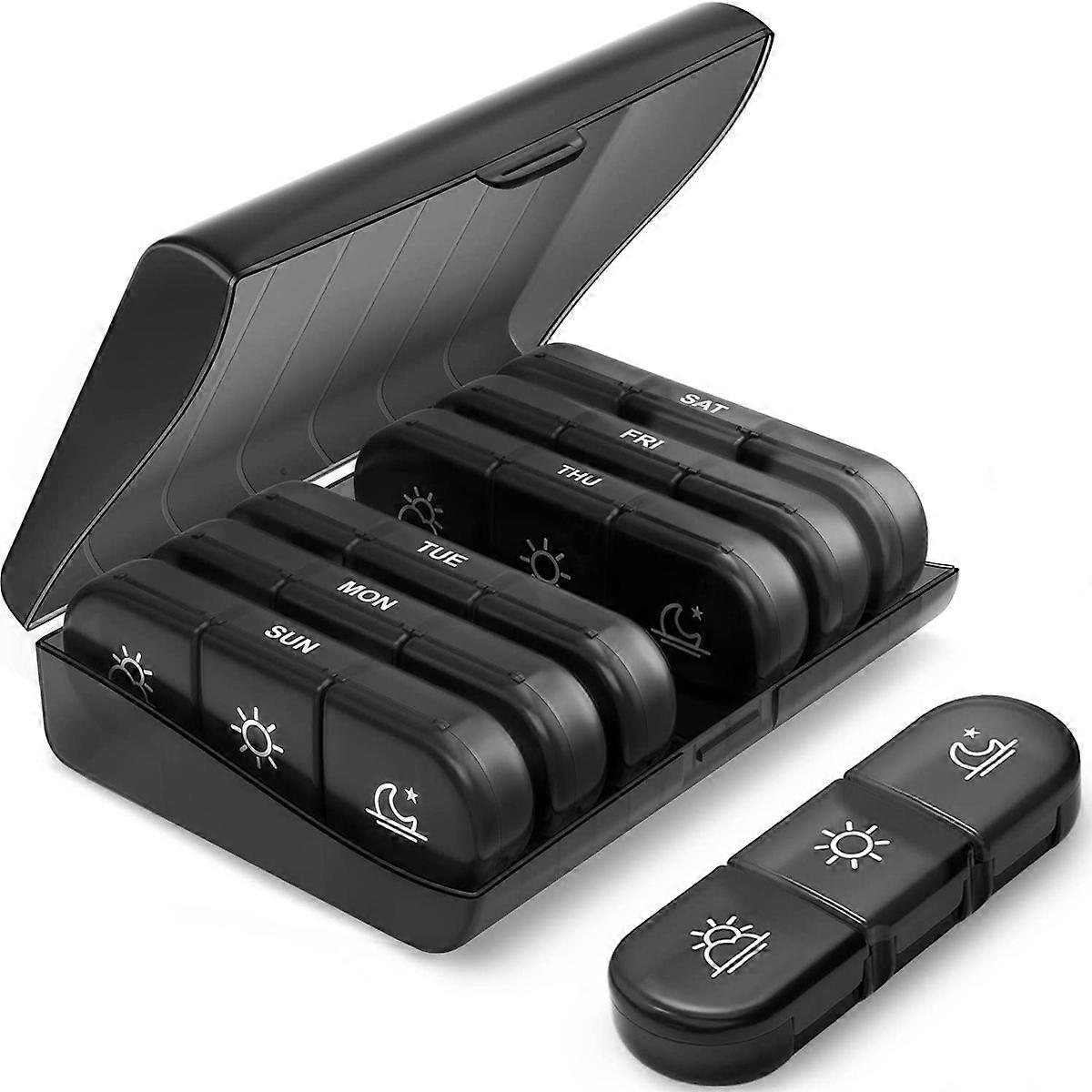 Weekly Pill Organizer Case 3 Times A Day Portable Travel Pill Box 7 Days with Large Compartments for Vitamins Medicine Fish Oils