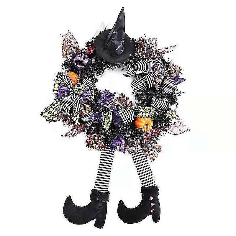 Happy Halloween Wreath Artificial Bone Orange Ornaments Maple Leaf