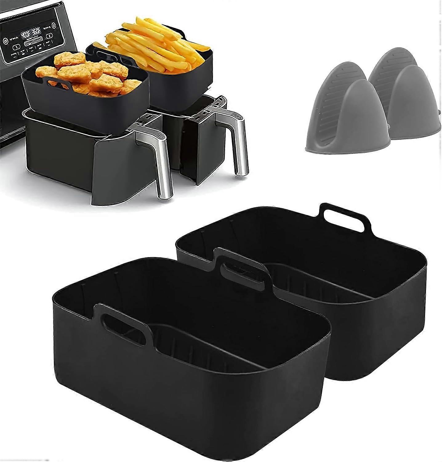 Silicone Air Fryer Liners for Ninja Air Fryer Dual Pack of 2, Gloves for Ninja Air Fryer, (Liner with Gloves)