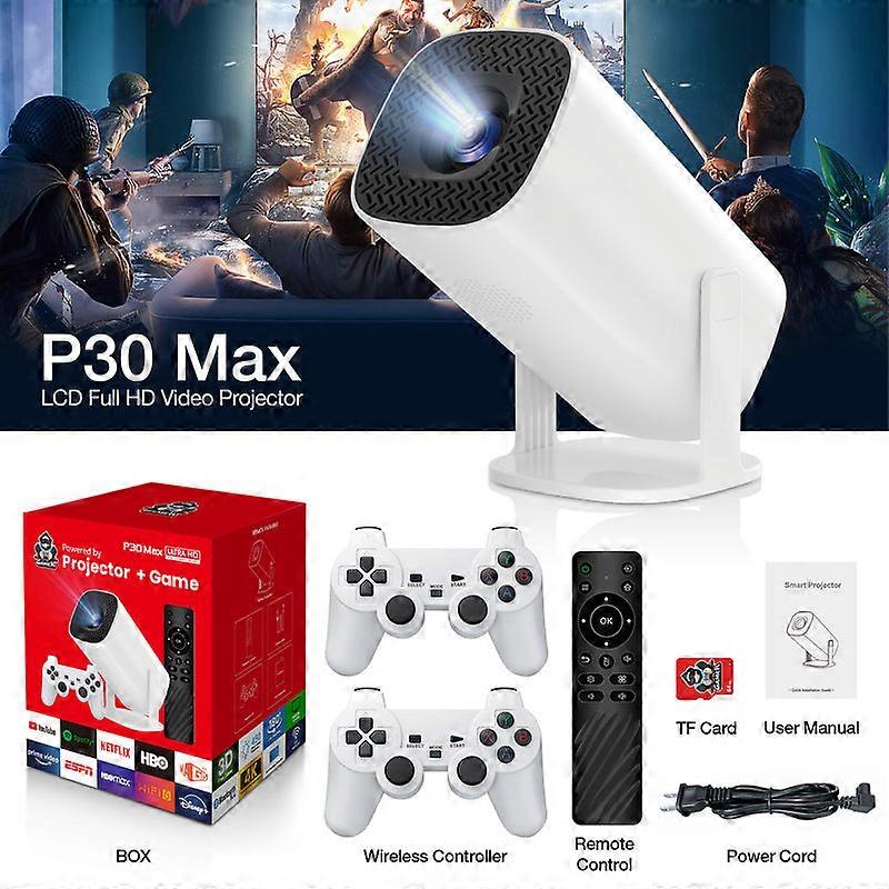 P30 Max Portable 3d Game Projector Android 11 With Two Handle H713 1080p Bt5.4 Supported 4k Smart Home Theater