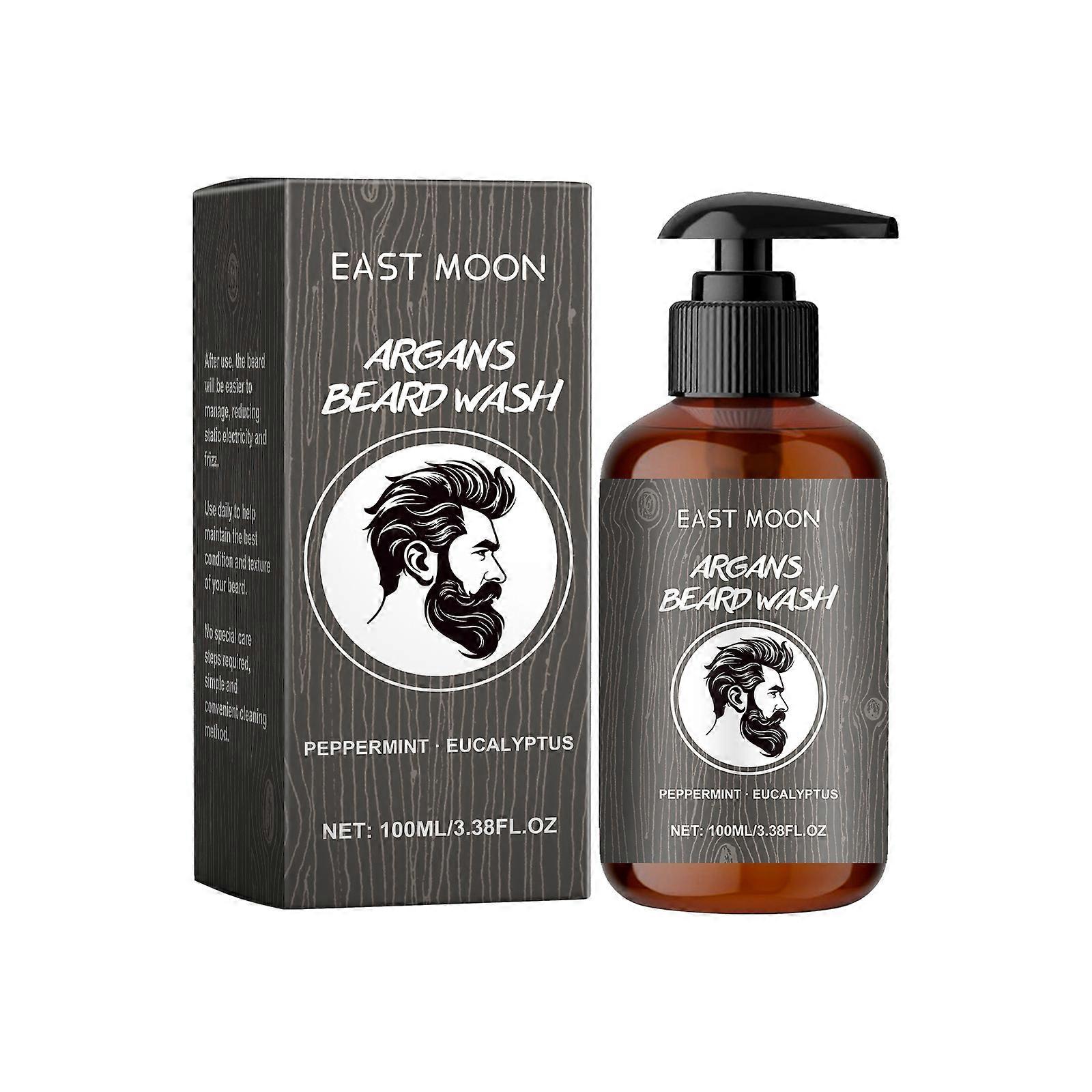 Men's Beard Shampoo - Moisturizing & Gentle Cleanser with Eucalyptus, Argan & Jojoba Oils - 100ml