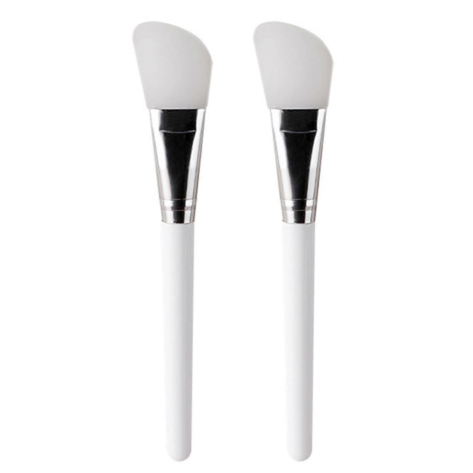 2Pcs Flexible Silicone Face Mud Film Brushes Plastic Long Handle Mud Masque Applicator Multifunctional Reusable Hairless Brush Face Cleaning Cream Moi